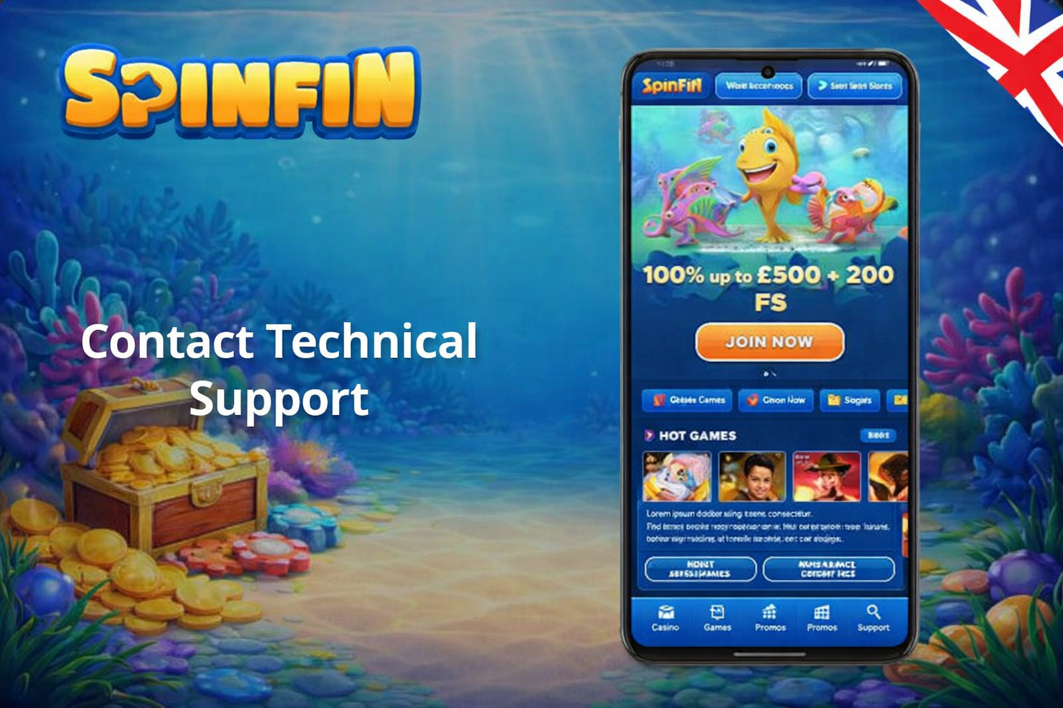 Smartphone showing the SpinFin website, highlighting game categories: Populaires (Popular), Top, and responsible gaming advice.